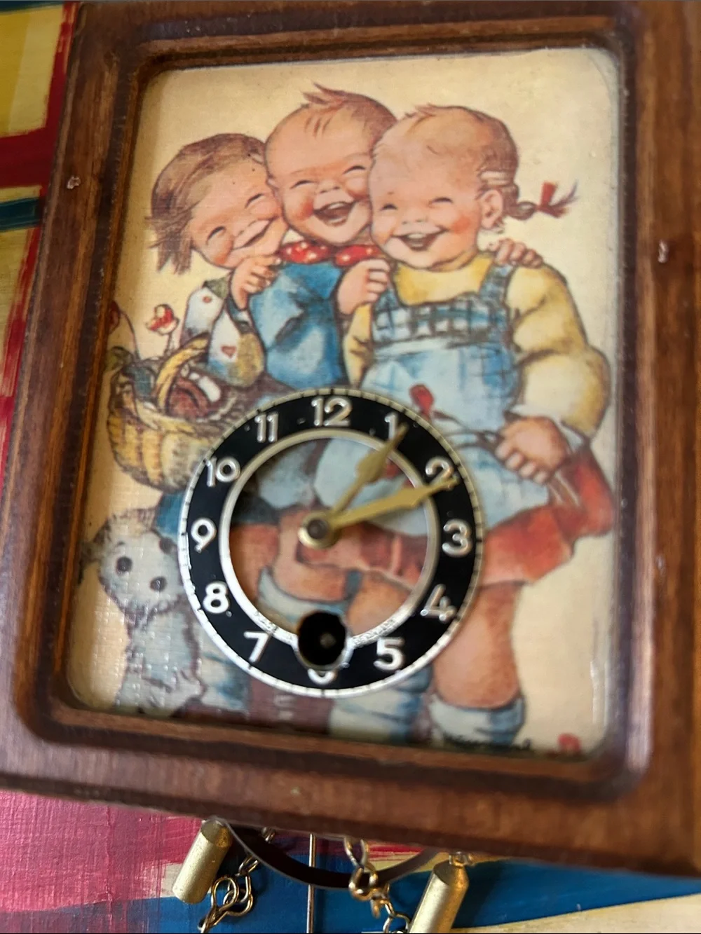 Hummel Wall Clock in Brown, Blue, Red, Yellow